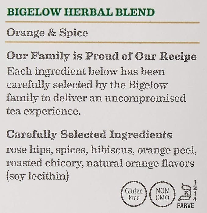 Bigelow,Orange & Spice Herbal, Caffeine Free Tea with Orange and Herbs, 240 Total Tea Bags, 20 Count Box (Pack of 12)