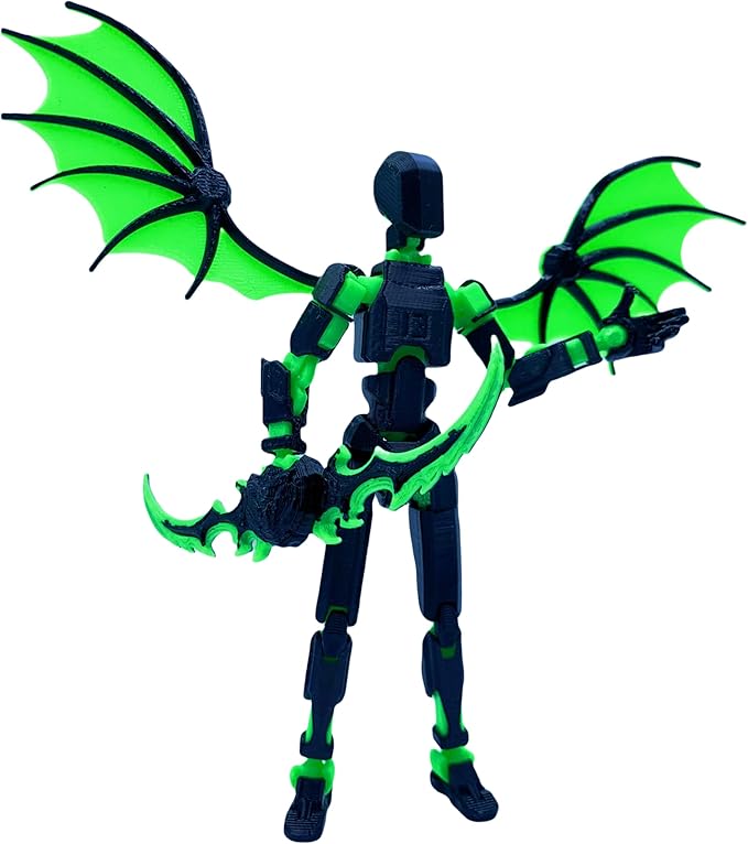 Dummy13 Action Figure Set | Pre-Assembled 3D Printed Titan and Robo Figures | Highly Articulated Robot Toys with Interchangeable Accessories | Perfect for Collectors and Hobbyists (Black Green)