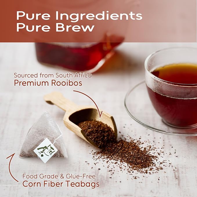 FullChea - Rooibos Tea Bags, 60 Counts - Premium South African Natural Rooibos - Non-GMO - Caffeine-Free - Antioxidant-Rich & Supports Digestion