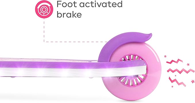 3D Kick Scooter for Kids, Self-Balancing 3 Wheeled Light Up Scooter with Extra Wide Anti-Slip Deck, Rear Brake, Lean to Steer, Lightweight Design, for Kids 3 and up, 75 LB Limit