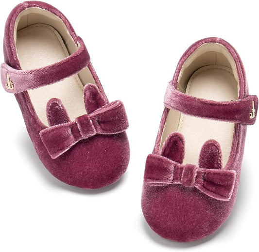 THEE BRON Mary Jane Ballet Flats - Girls' Dress Shoes with Hook & Loop Closure