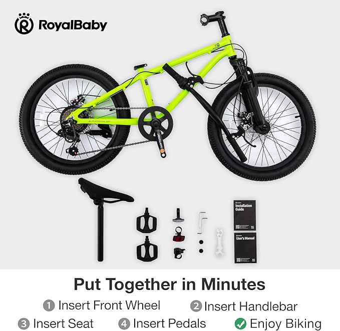 RoyalBaby Kids Mountain Bike for Boys and Girls, Ultra-Light Aluminum 20-26 Inch Wheel Bicycle for 6-14 Years Old Children, 7/21-Speeds Drivetrain