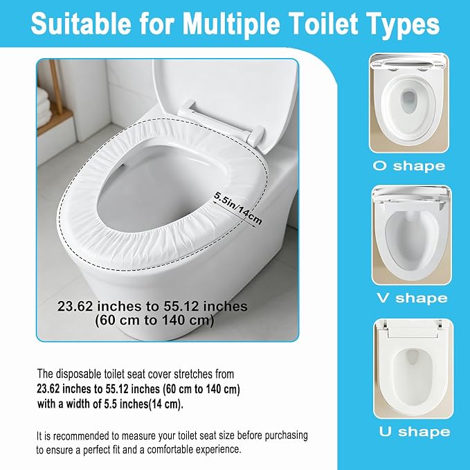 100 Pack Disposable Toilet Seat Cover Waterproof Non-Woven Fabric, Disposable Toilet Seat Covers for Travel, Disposable Seat Covers for Hotel Hospital Public Restroom, Individual Package