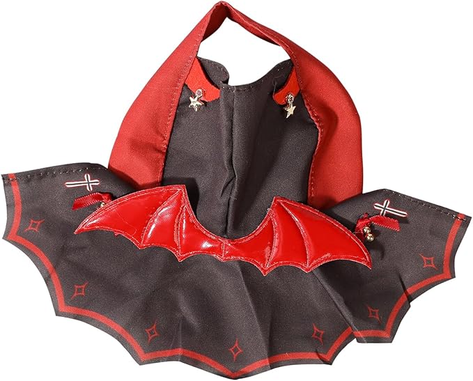 Doll Clothes for Labubu (for Standing/Sitting 17/15cm Plush Doll)(NO Doll)- Multiple Style Accessories Handcrafted Clothing Dress Up Included Headwear and Clothes for Girl Woman (Bat)