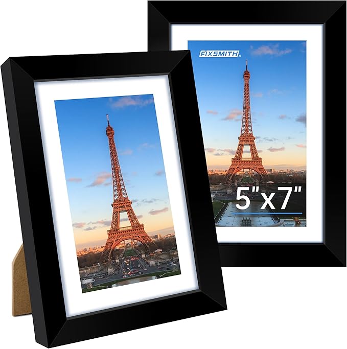 5x7 Picture Frame, Black Photo Frame with HD Plexiglass, Display Pictures 4x6 with Mat or 5x7 Without Mat Multi Picture Frames Collage for Tabletop or Wall Display, 2 Pack