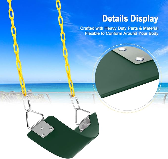 AGPTEK Swing Sets, Seat with 66 Inch Anti-Rust Chains Thermoplastic Coated, Support 250lb, Cushion Accessories Replacement with Snap Hooks for Outdoors, Playground, Jungle Gym (Pack of 2)