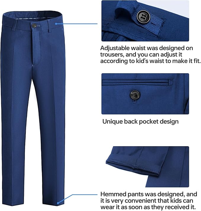 Happy Dolphin Boys Suit Set Modern Fit Kids Suits Adjustable Waist Boys Wedding Outfit for Boy Communion Suits for Boys