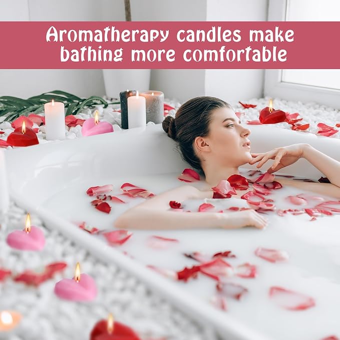 6 Pcs Valentine's Day Candles- Heart Shape Scented Candles- Handmade Diamond Heart Aromatherapy Candles for Valentine's Day, Wedding, Anniversary, Birthday, Home Decor (Red, Pink)