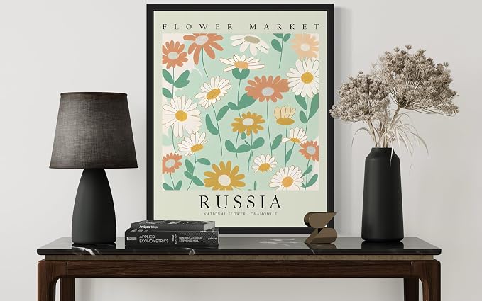 Russia Flower Market Art Print Poster, Wall Art Floral Painting Botanical Decor for Bedroom, Kitchen, Bathroom Livingroom Decoration 82B (Russia, 20"L x 16"W, Unframed)