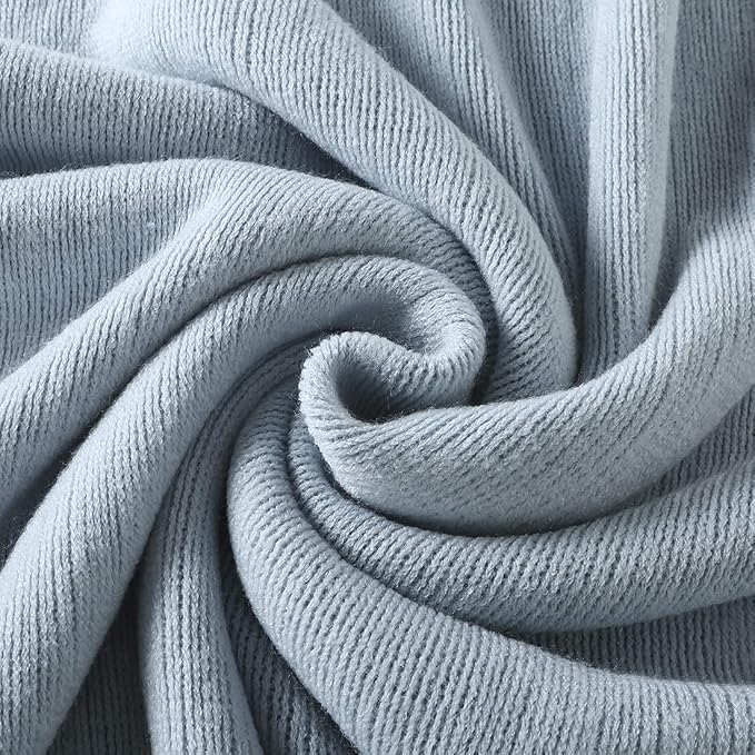 Homiest Pale Blue Knitted Throw Blanket with Fringe, 50x60 Inch | Pure Acrylic, Lightweight & Breathable, All-Season Use, Machine Washable, Wrinkle & Fade Resistant, for Couch Sofa And Bed