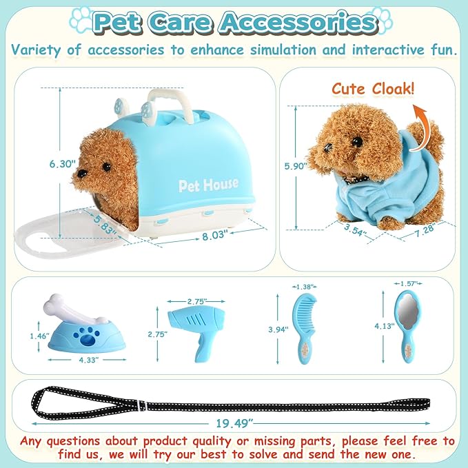 Walking Dog Toy for Kids with Leash, Realistic Toys for Girls Boys Toddler Toys, Barking Wagging Tail Interactive Dog Plush with Cute Cloak,Puppy Pet Care Gifts for Girls 3 4 5 Year Old Boys