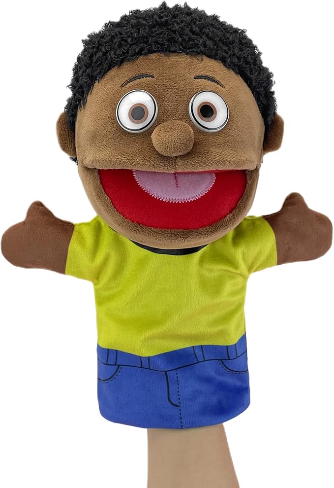 Family Hand Puppets, Puppets for Adults Puppets for Kids Role Paly Family Members 11.8 INCH, Multicultural Finger Puppet with Movable Mouth Soft Plush Puppets for Storytelling Teaching (African Style)