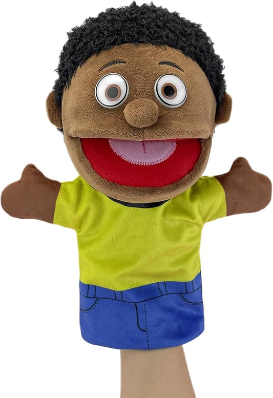 Family Hand Puppets, Puppets for Adults Puppets for Kids Role Paly Family Members 11.8 INCH, Multicultural Finger Puppet with Movable Mouth Soft Plush Puppets for Storytelling Teaching (African Style)
