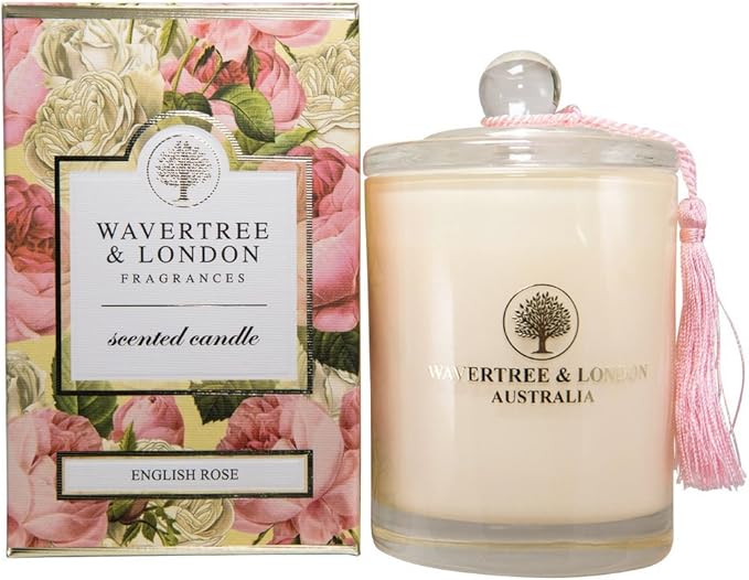 Wavertree & London Organic English Rose Scent Soy Wax Candle | Non Toxic 100% Cotton Wick Triple Scented Pure Natural Soy Wax Candles, Hand Poured in Australia | 60 Hours Burning Time, 11.66 Oz