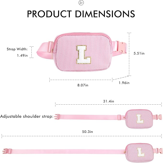 YOOLIFE Initial Crossbody Bag Belt Bag | Fanny Pack Birthday Gifts for Daughter Sister Friends | Gifts for Girls | Personalized Gift for Women | Belt Bag Fanny Pack Pink A