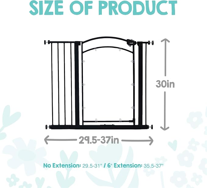 Regalo Safety 29.5–37” Clear Walk Through Baby Gate for Doorways & Bottom of Stairs, Pressure Mounted Baby Gate with Door for Toddlers & Pets, Tested & Trusted, American Designed, Family Owned