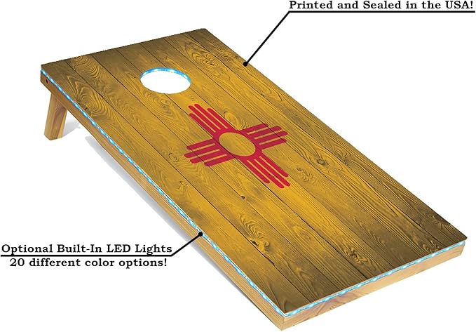 Tailgating Pros 4x2 Regulation Cornhole Boards Flag Set- Includes 8 Bean Bags, Carrying Cases, and Score Keeper - Optional LED Lights