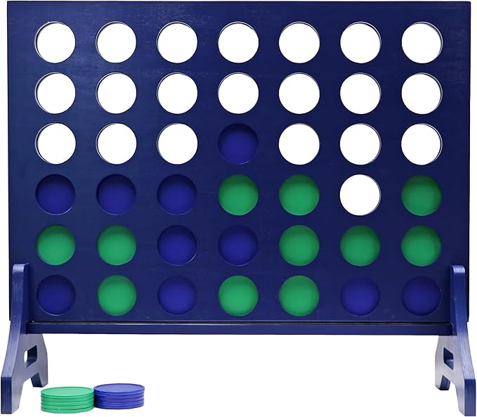 Tailgating Pros Premium Navy Giant Four in a Row with Carrying Case - Jumbo Oversized Outdoor Yard Game - Connect Multiple Pucks in a Row to Win - Many Puck Colors Available!