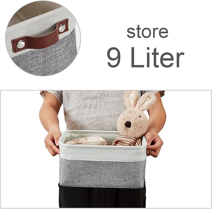DECOMOMO Small Storage Basket, Closet Storage Bins | 6 Pack Baskets for Organizing Shelves, Decorative Linen Closet Baskets(Grey & White)