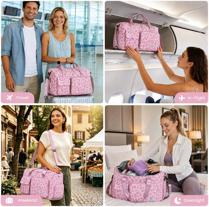FIORETTO Women's Gym Duffle Bag with Shoes Compartment, 30L Capacity, Ideal for Travel, Gym, Sports, Duffel, Weekender