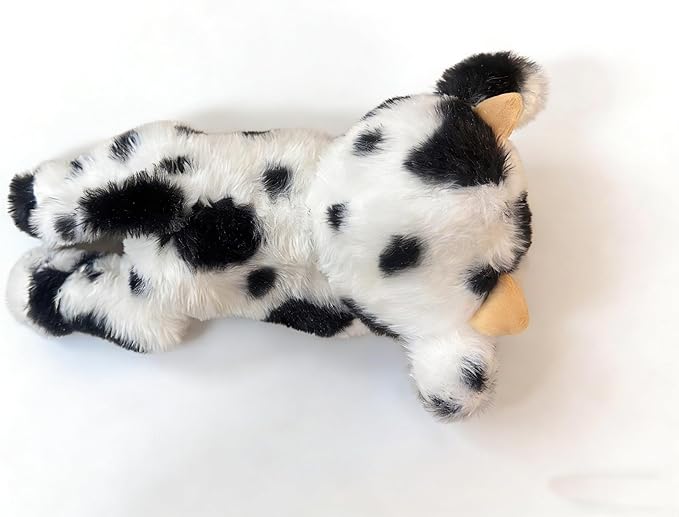 Cute Cow Plush Stuffed Animal Doll Toy 10 inch for Girls Boys One Pieces（Each one has a Different Pattern） (pa Cow bd Black)