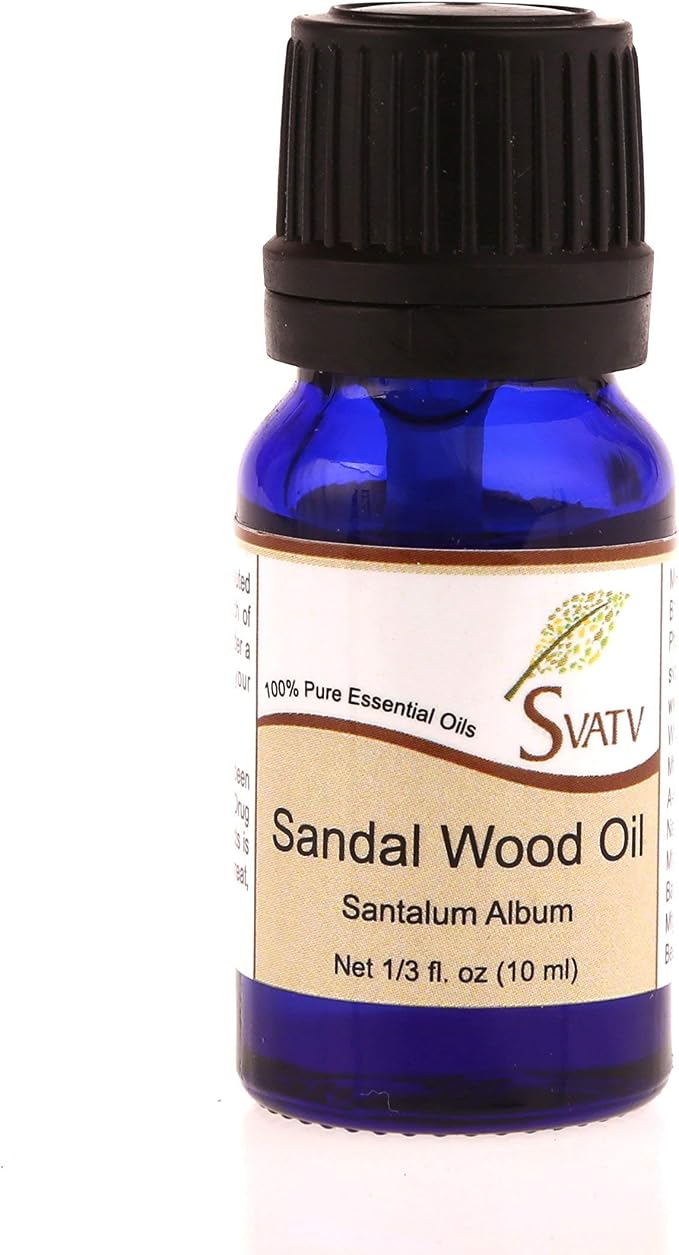 Sandalwood Essential Oil for Yoga Massage & Therapeutic Grade, Boost Uplifted Mood & Room Fragrance Oil for Diffuser, Aromatherapy Oils, DIY Personal Care - 10ml