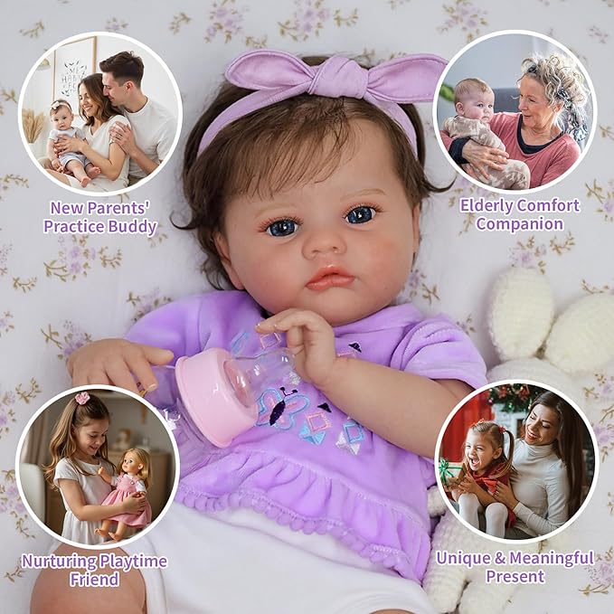 SCOM Realistic Reborn Baby Dolls with Baby Accessories - 20 inch Lifelike Baby Doll Girl, Soft Vinyl Body & Handmade Silicone Limbs, Toddler for Age 3+ Interactive Toy,Birthday Gift