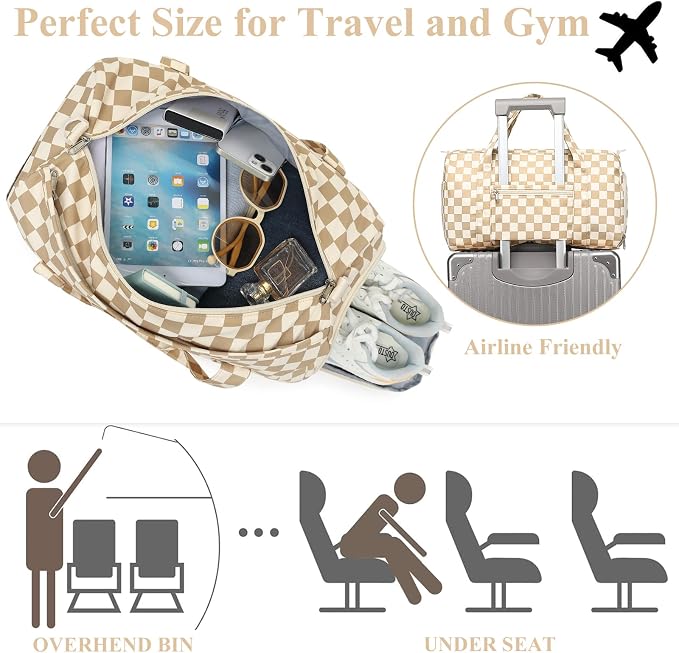 Gym Bag Sports Duffle Bag with Wet Pocket Weekender Overnight Bag with Waterproof Shoe Pouch and Air Hole for Girls Kids Women Travel Workout Bag