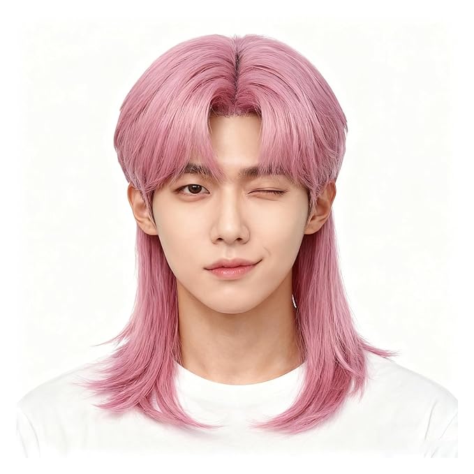Men Romance Saja Costume Wig Anime Demon Boys Cosplay Props Halloween Party Outfit Accessories Merch Pink