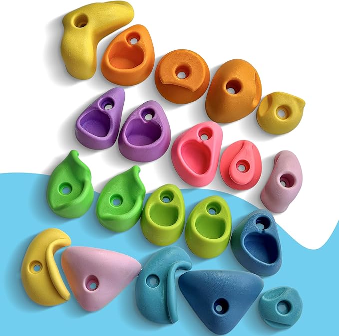 20 PCS Rock Climbing Holds for Kids,Rock Climbing Wall Grips Climbing Rocks Wall Kit for Indoor and Outdoor Playground Play Set with Hardware（Pastel Color）
