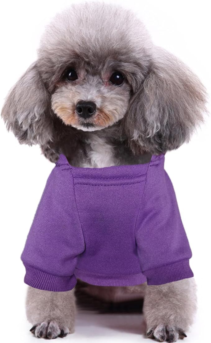 Jecikelon Winter Printed Dog Hoodies Sweatshirts Warm Clothes for Small Dogs Chihuahua Coat Puppy Clothing Cat Custume (Purple, Medium)
