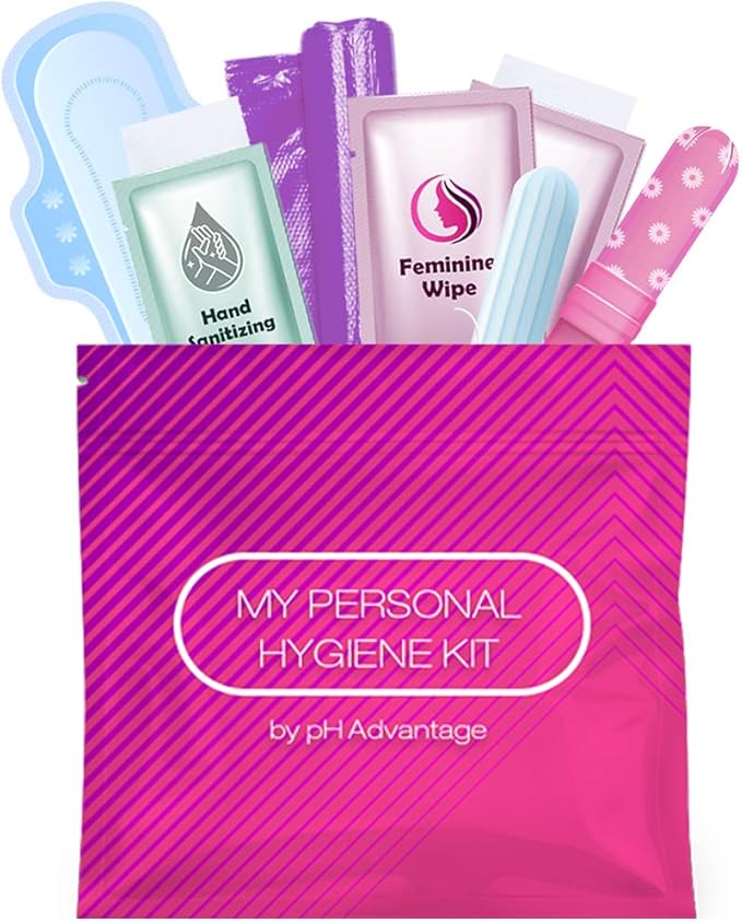Menstrual Kit All-in-One | Convenience on The Go | Single Period Kit Pack for Travelling, Tweens & Teenagers or Emergency situations | Individually Wrapped Feminine Hygiene Products (Pink)