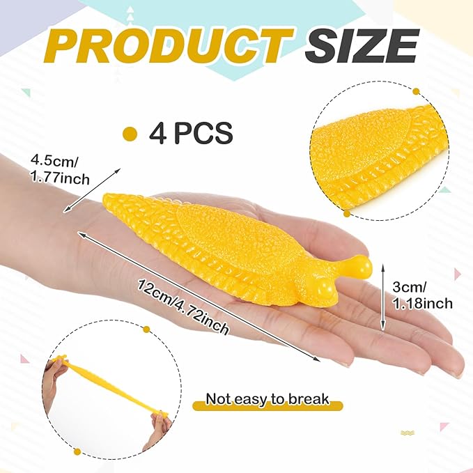Soulchen 4 Pcs Sticky Banana Slugfest Novelty Sensory Slug Fidget Toy Mini Banana Slug Finger Puppet Slimy Sticky Slugs Tricky Toys for Halloween
