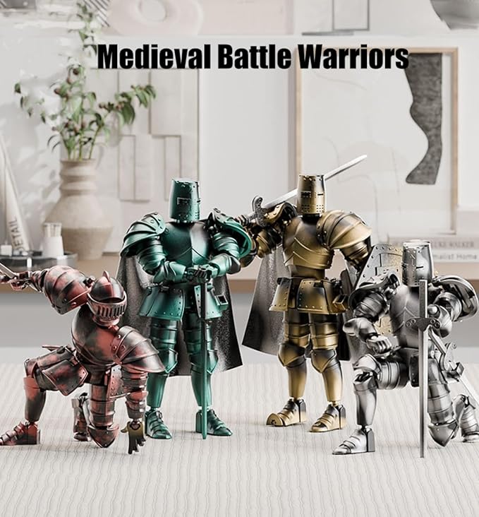 T13 Action Figure,Medieval Knight Action Figures,Dummy Lucky 13,3D Printed Robot Action Figure (Assembly Required)(Red)