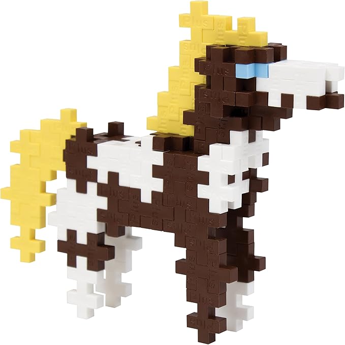 Plus Plus 3D Animal Figure Building Block Set, 70 Mini Interlocking Puzzle Pieces, Fun Stem Toys for Kids - Horse Maker Tube