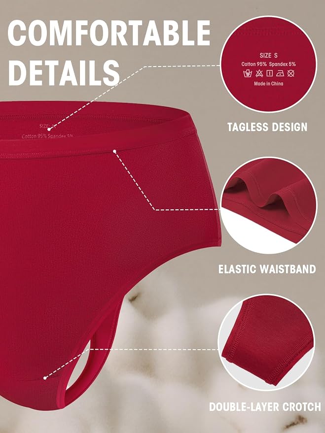 sosusu Seamless Underwear for Women Cotton Thongs High Waisted Soft Breathable No Show Panties Invisible Stretch 6 Pack