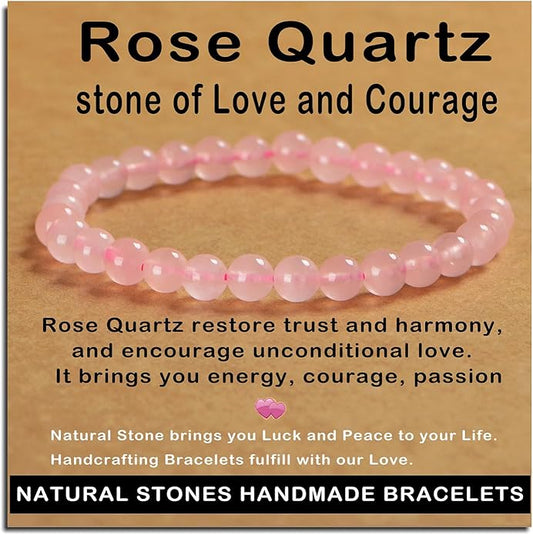 AD Beads Handmade Gemstone Stretch Elastic Bracelet Crystal Healing Reiki Nature's Beauty and Spiritual Essence Unisex