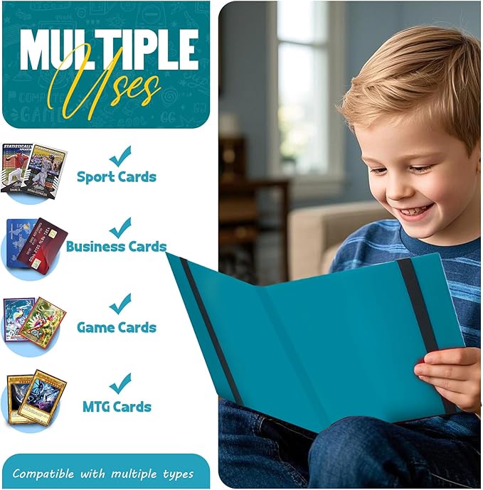Card Binder 9-Pockets,Trading Card Binder,20 Pages, 360 Card Capacity Collection Binder, Card Folder for MTG, TCG, Game Cards & Sports Cards (Lake Blue)