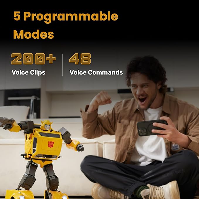 Robosen Bumblebee Flagship Transformer Robot Toy – Auto-Converts Volkswagen Beetle to G1 Bumblebee, 14.84", Voice & App Control, 67 Microchips, 31 Joints, Programmable, Collector's Edition