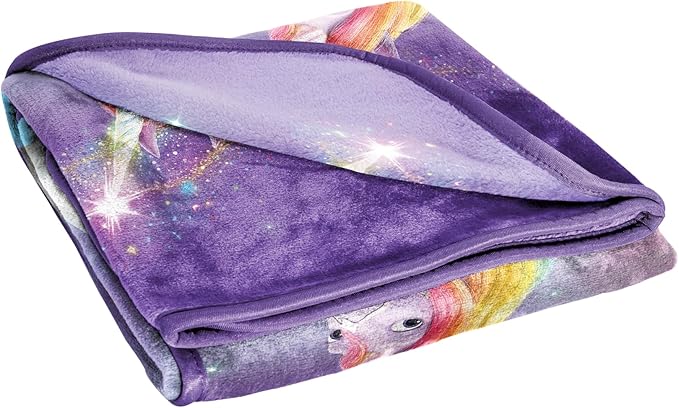 Jay Franco Plush Throw Blanket – 46" x 60" Inches Kids Hero Soft & Cozy Fleece Throw for Bedroom & Couch Décor, Official Licensed Product, Purple - Unicorn Academy