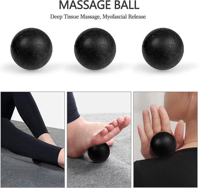 JOYENERGY 5 in 1 Foam Roller Set High Density Foam Roller Patented, Massage Stick, Massage Ball, Resistance Band for Deep Muscle Massage Pilates Yoga, Fitness for Trigger Point Release