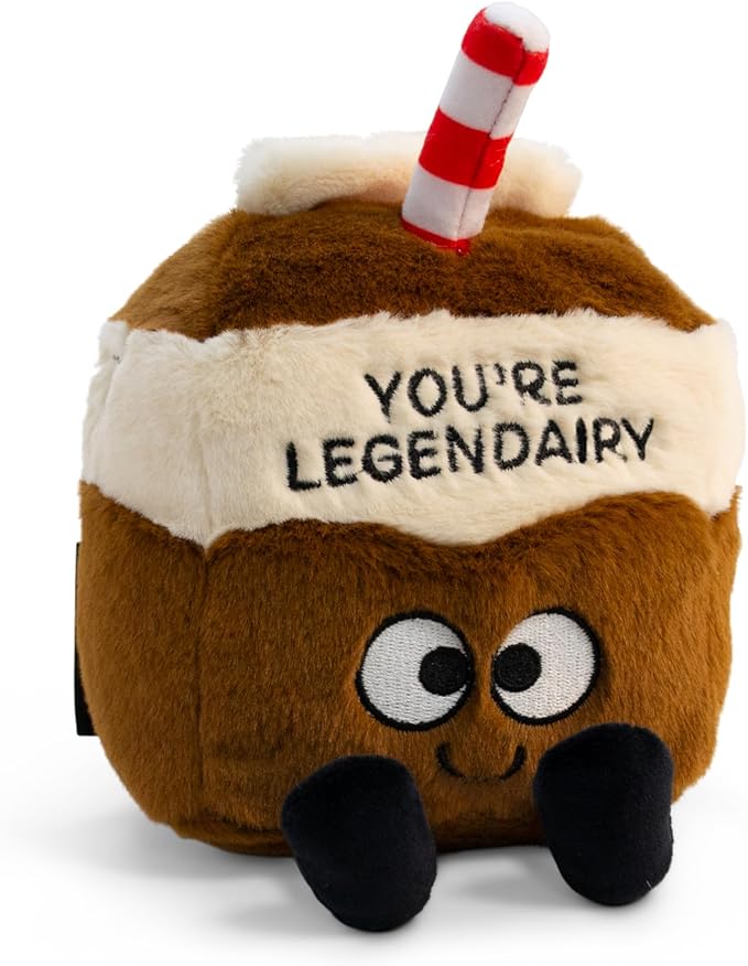 Milk Carton Plushie - You're Legendairy Punny Milk Plush, Funny Food Plushie Gift for Kids