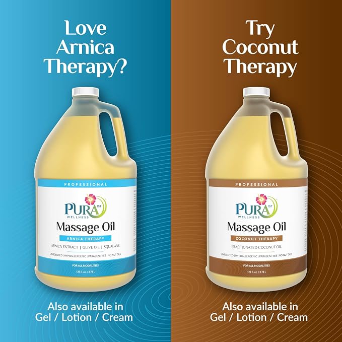 Arnica Therapy 1 Gallon Massage Oil, Arnica Extract, Professional, Massage Therapy, Deep Tissue, Unscented, Hypoallergenic, Natural Ingredients, Skin Hydrating, Moisturizing, Muscle Relief