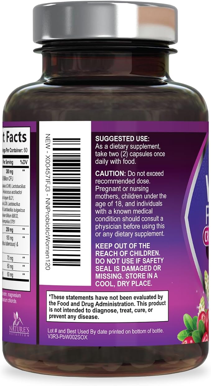 Probiotics for Women 100 Billion CFU Per Serving - 16 Unique Strains, Prebiotics Cranberry & Lactobacillus, PH Balance, Digestive & Gut Health, Vaginal & Immune Support Women's Probiotic, 120 Capsules
