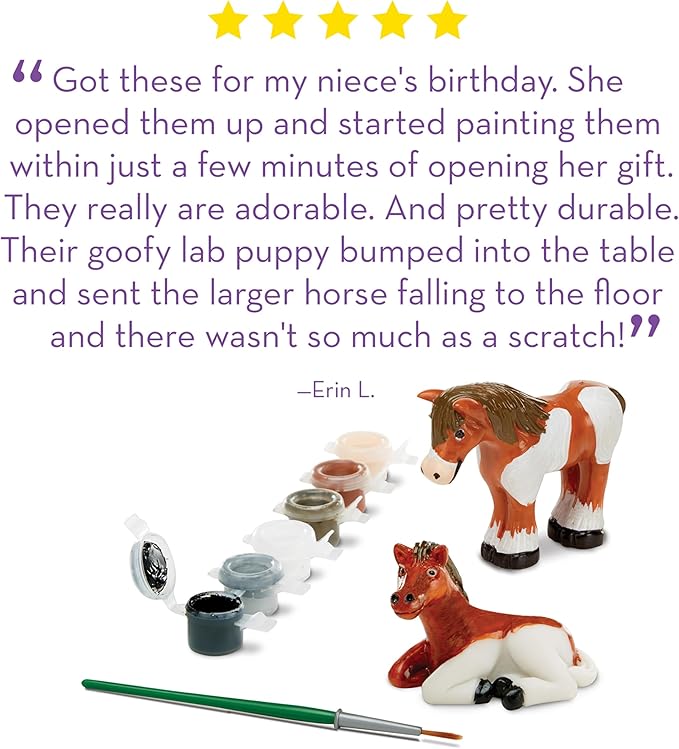 Melissa & Doug Created by Me! Horse Figurines Craft Kit (2 Resin Horses, 6 Paints, Paintbrush)