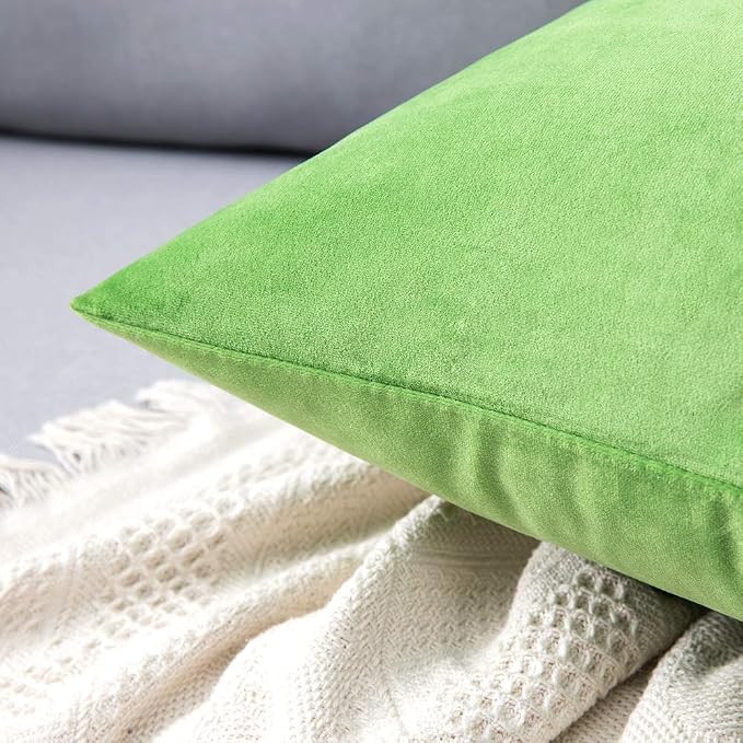 MIULEE Velvet Throw Pillow Covers 18x18 Inch Pack of 2 Lime Green | Soft Solid Decorative Pillow Covers, Modern Luxury Home Decor, for Couch Chair Sofa Bedroom Livingroom