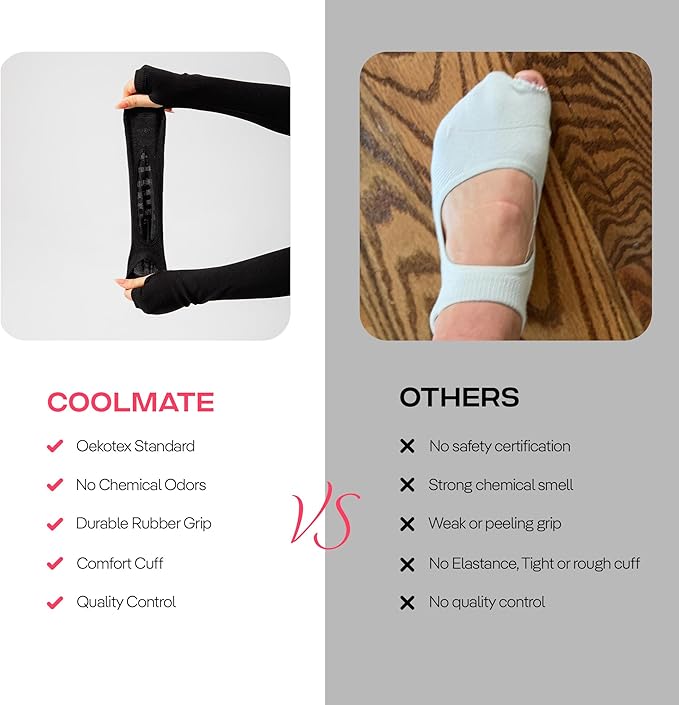 COOLMATE Pilates Socks with Grips for Women, Yoga Socks, Crew Non Slip Women for Barre, Pilates Gifts for Women