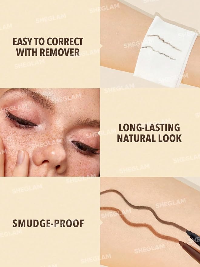SHEGLAM On-Line Creamy Eyeliner Waterproof Matte Gel Eyeliner Pencil Smudge-Proof Long Lasting Nourishing Eyeliner With Botanicals Sodium Hyaluronate-Black