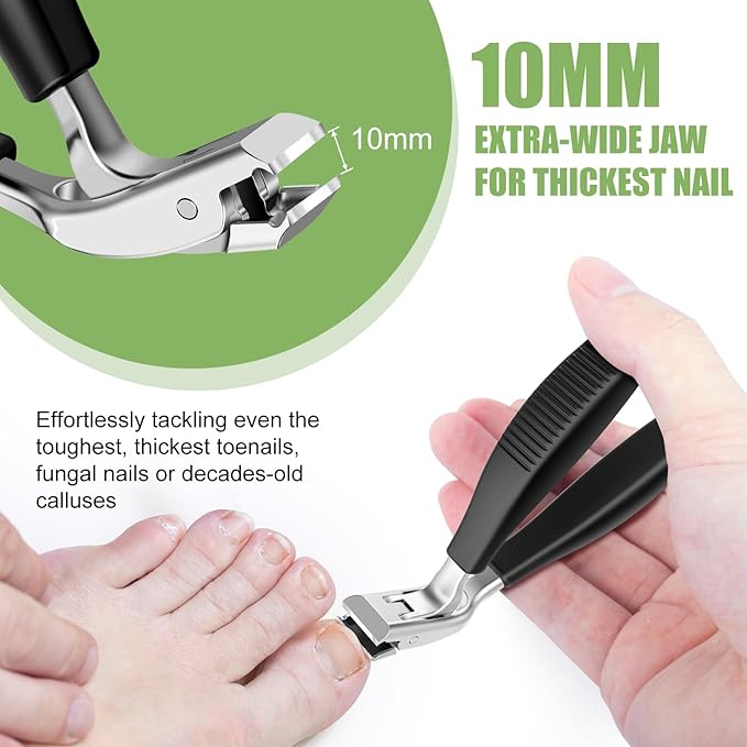 Toenail Clippers for Seniors Thick Toenails, 2026 Upgrade Straight Angled Head Large Toe Nail Clippers for Men, Sharp Heavy Duty Nail Cutter with Catcher ABS Long Handle