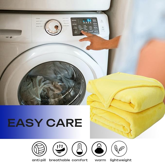 Yellow Fleece Plush Throw Blanket 60"x80"for Couch Sofa Fuzzy Cozy Flannel | Super Soft Lightweight Microfiber Blanket for Bed Chair bedroom Home Decor All Season,Birthday Gifts for Women Mom Adult